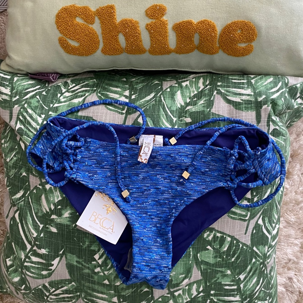 🌺 BECCA Lace-Up Hipster Bikini Bottoms XS NWT